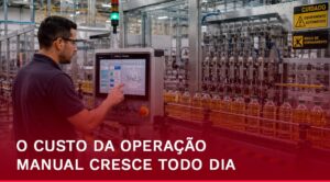Operação industrial moderna utilizando automação robótica inteligente para movimentação interna de materiais.