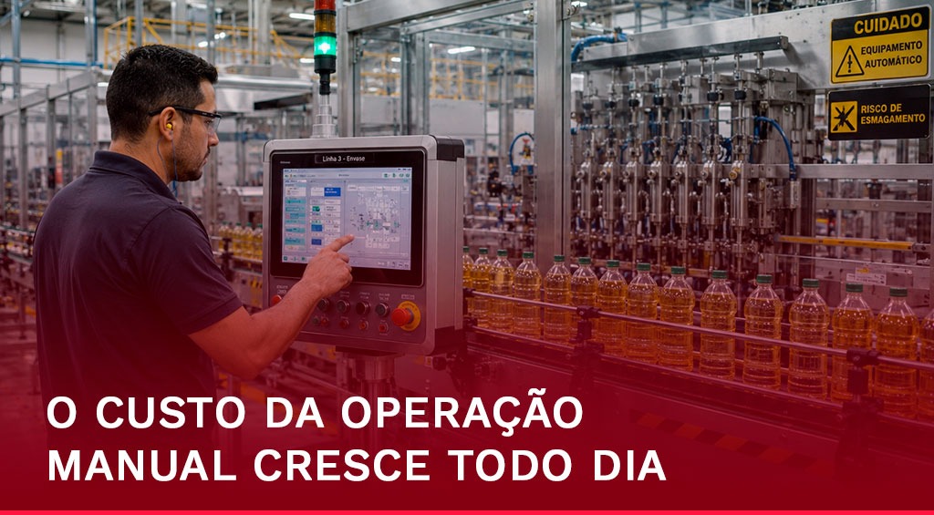 Operação industrial moderna utilizando automação robótica inteligente para movimentação interna de materiais.